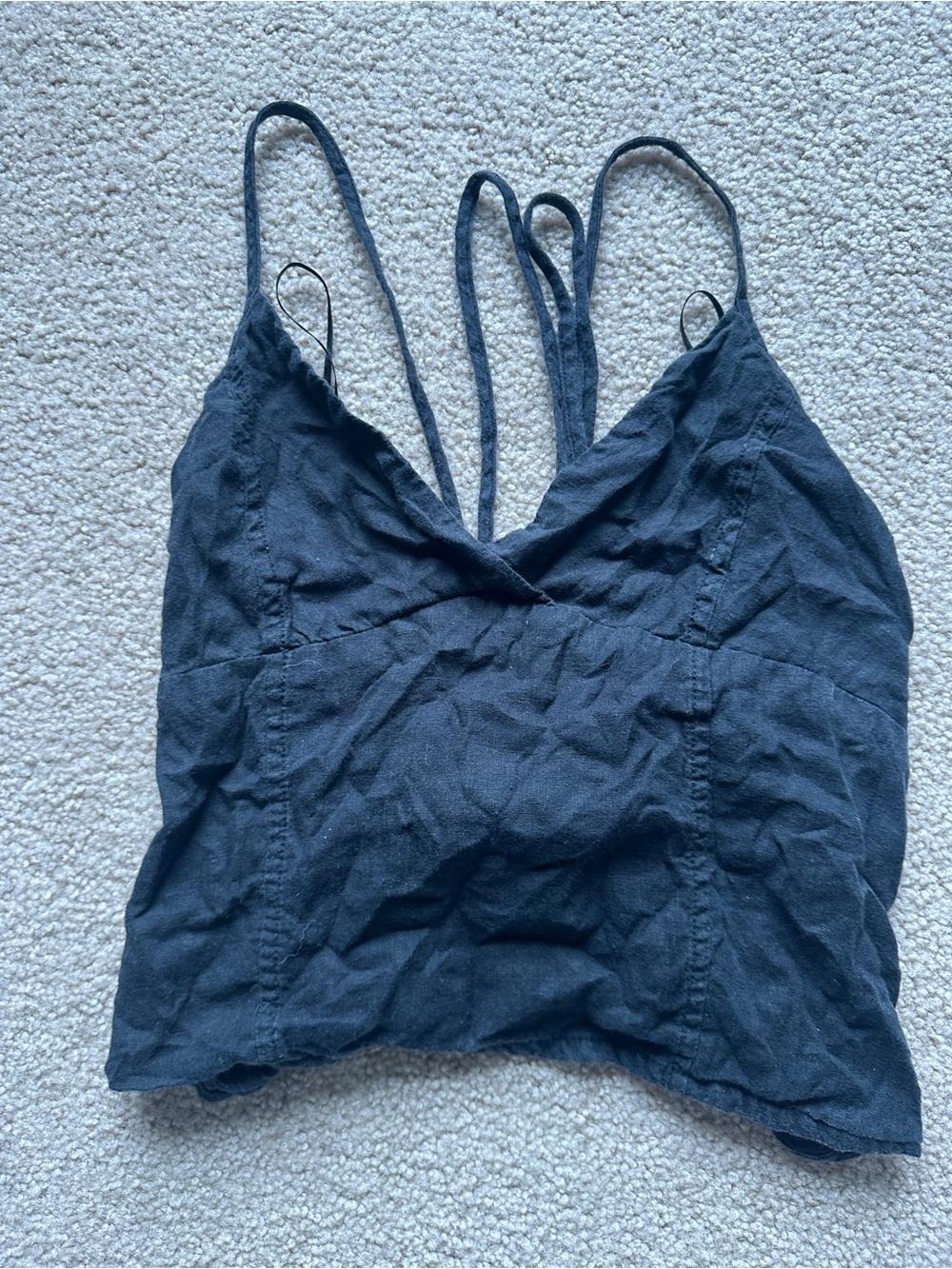 silence + noise Navy Strappy V-Neck Tank Top